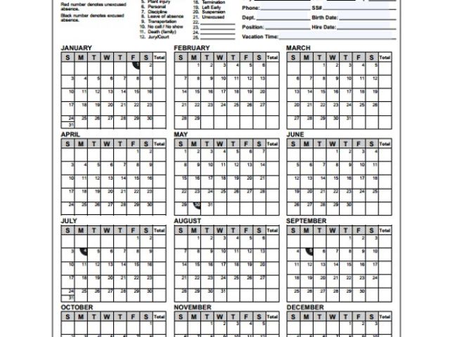 Attendance Calendar Template 10 attendance Calendar Templates Sample ...