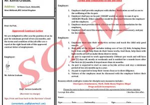 Au Pair Contract Template Host Family Agreement form Ichwobbledich Com