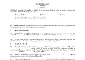 Au Pair Contract Template Nanny Employment Contract No Agency Legal forms and