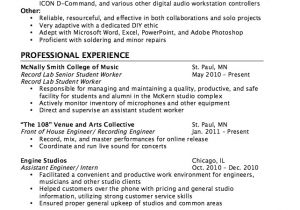 Audio Engineer Resume Pin by Cheyenne Cogan On Audio Engineering Sample Resume