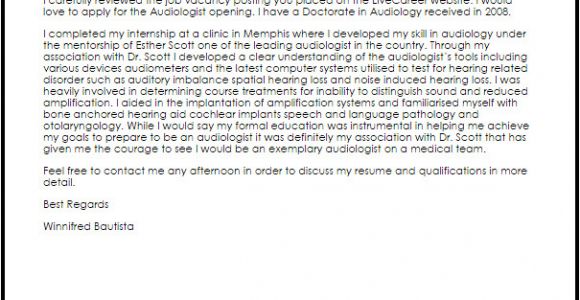 Audiology Cover Letter Audiologist Cover Letter Sample Cover Letter Templates