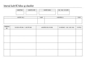 Audit Follow Up Template Internal Audit Nc Followup Checklist format Samples