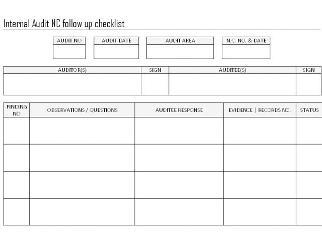 Audit Follow Up Template Internal Audit Nc Followup Checklist format ...