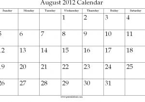 August 2012 Calendar Template August 2012 Printable Calendar