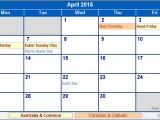 Australian Calendar Template 2015 April 2015 Australia Calendar with Holidays for Printing