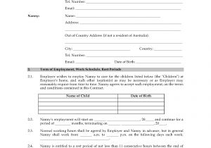 Australian Employment Contract Template Australia Nanny Employment Contract Legal forms and