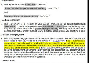 Australian Employment Contract Template Casual Employment Contract Template Australia