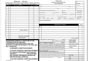 Auto Body Contract Template Auto Repair Invoice for Wisconsin Business Car Repair