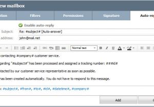 Auto Reply Email Template No Longer with Company Create Edit Mailbox Teamwox Help