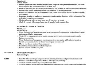 Auto Service Advisor Resume Sample Automotive Service Advisor Resume Samples Velvet Jobs
