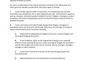 Auto Transport Contract Template Independent Contractor Agreement Between An Owner Operator