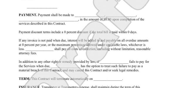 Auto Transport Contract Template Transportation Contract Agreement form with Sample