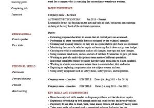 Automobile Engineer Resume Pdf Automotive Technician Resume Vehicles Template Example