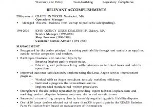 Automotive Resume Templates Combination Resume Example Automotive Service Manager