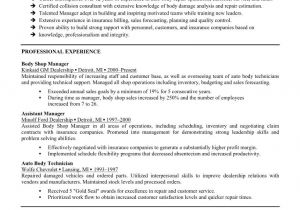 Automotive Resume Templates Manager Auto Body Technician Resume Sample with