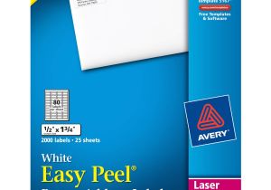Avery 1 X 4 Label Template Avery Easy Peel 1 Quot X 2 5 8 Quot Inkjet Address Labels White