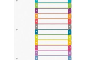 Avery 12 Tab Table Of Contents Template Avery Ready Index Table Of Contents Dividers 12 Tab Set