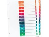 Avery 12 Tab Table Of Contents Template Ready Index Customizable Table Of Contents Multicolor