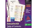 Avery 12 Tab Table Of Contents Template Superwarehouse Ready Index Customizable Executive Table