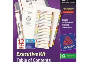 Avery 12 Tab Table Of Contents Template Superwarehouse Ready Index Customizable Executive Table