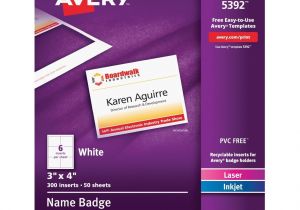 Avery 4×3 Name Badge Template Avery 5392 Name Badge Insert Refill 4 Inch Width X 3