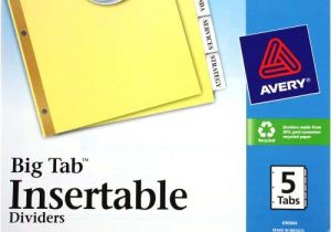 Avery 5 Tab Clear Label Dividers Template Avery 5 Tab Clear Dividers Buff Paper Worksaver Big Tab