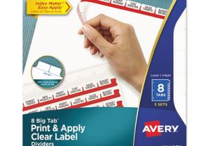 Avery 5 Tab Clear Label Dividers Template Avery Print Apply Clear Label Dividers W White Tabs 8