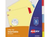 Avery 5 Tab Divider Template Avery Insertable Big Tab Dividers 5 Tab Letter Wagner