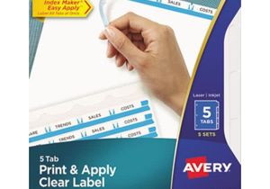Avery 5 Tab Index Template 11436 Avery 11436 Index Maker 5 Tab White Divider Set with Clear