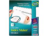 Avery 5 Tab Index Template 11436 Avery Index Maker Label Dividers White 5 Tabs Divider 5