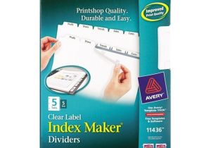 Avery 5 Tab Index Template 11436 Avery Index Maker Label Dividers White 5 Tabs Divider 5