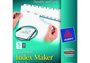 Avery 5 Tab Index Template 11446 Avery Print Apply Clear Label Dividers Index Maker Easy