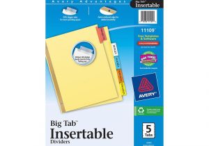 Avery 5 Tab Template 11109 Avery Worksaver Big Tab Insertable Dividers 5 Tab Set
