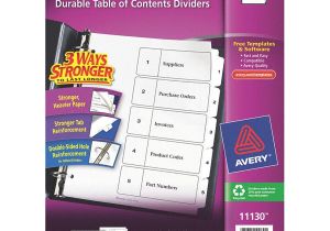 Avery 5 Tab Template 11130 Avery 1 to 5 Tab Index Divider White 1ea 6xvx0 11130