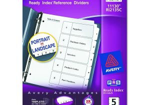 Avery 5 Tab Template 11130 Avery Dennison Insertable Tab Divider Index Binder Ltr