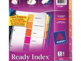 Avery 5 Tab Template 11187 Avery 11187 Ready Index Table Cont Dividers W Color Tabs 5