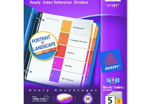 Avery 5 Tab Template 11187 Avery Dennison Table Of Contents Divider Index Binder