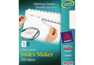 Avery 5 Tab Template 11416 Avery 11416 Index Maker Clear Label Dividers 5 Tab