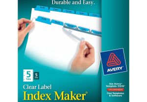 Avery 5 Tab Template 11416 Avery Index Maker Clear Label Dividers Easy Apply Label