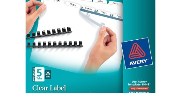 Avery 5 Tab Template 11443 Avery Index Maker Unpunched Label Dividers White 5 Tabs