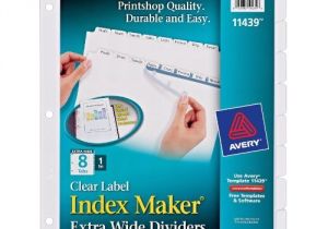 Avery 8 Tab Index Maker Clear Label Divider Template Avery Index Maker Extra Wide Clear Label Dividers White 8