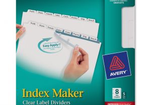Avery 8 Tab Index Maker Clear Label Divider Template Avery Lsk8 Index Maker Clear Label Dividers 8 Tab S Set
