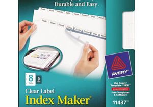 Avery 8 Tab Index Template 11437 Avery 11437 Index Maker 8 Tab White Divider Set with Clear