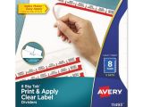 Avery 8 Tab Index Template 11447 Ave11493 Avery Print Apply Clear Label Dividers W White
