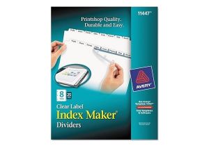 Avery 8 Tab Index Template 11447 Avery Index Maker Clear Label Dividers 8 Tab Letter