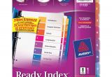 Avery 8 Tab Template 11133 Avery 11133 Ready Index Table Cont Dividers W Color Tabs 8