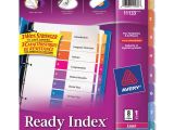 Avery 8 Tab Template 11133 Avery 11133 Ready Index Table Cont Dividers W Color Tabs 8