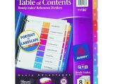 Avery 8 Tab Template 11186 Avery Dennison Table Of Contents Divider Index Binder