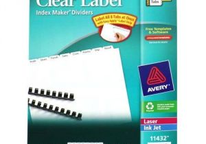 Avery 8 Tab Template 11432 Avery 8 Tab 11 Quot X 8 5 Quot Clear Label Unpunched Dividers 5pk
