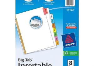 Avery Big Tab Inserts for Dividers 8 Tab Template Avery 11123 Big Tab Insertable Dividers 8 1 2 X 11 Quot 8